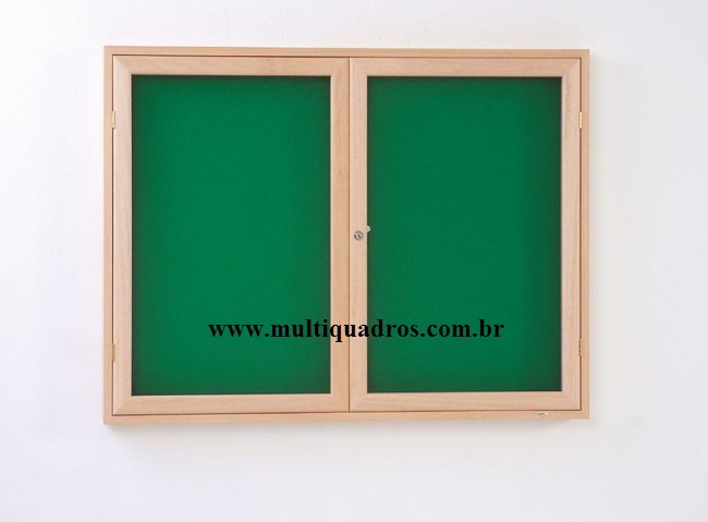 Quadro de Feltro Verde com Moldura de Madeira e 2 Portas de Vidro de Abrir